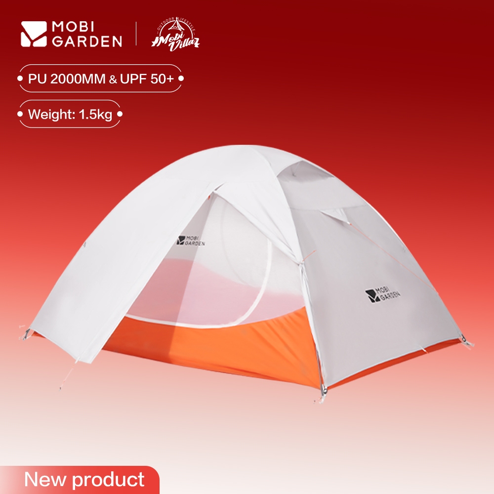 MOBI GARDEN เต็นท์ตั้งแคมป์กลางแจ้งค้างคืนอุปกรณ์ตั้งแคมป์มืออาชีพคู่น้ําหนักเบาเดินป่าแสงอัลตร้าภูเขาเย็น ป้องกันแสงแดดและกันฝน