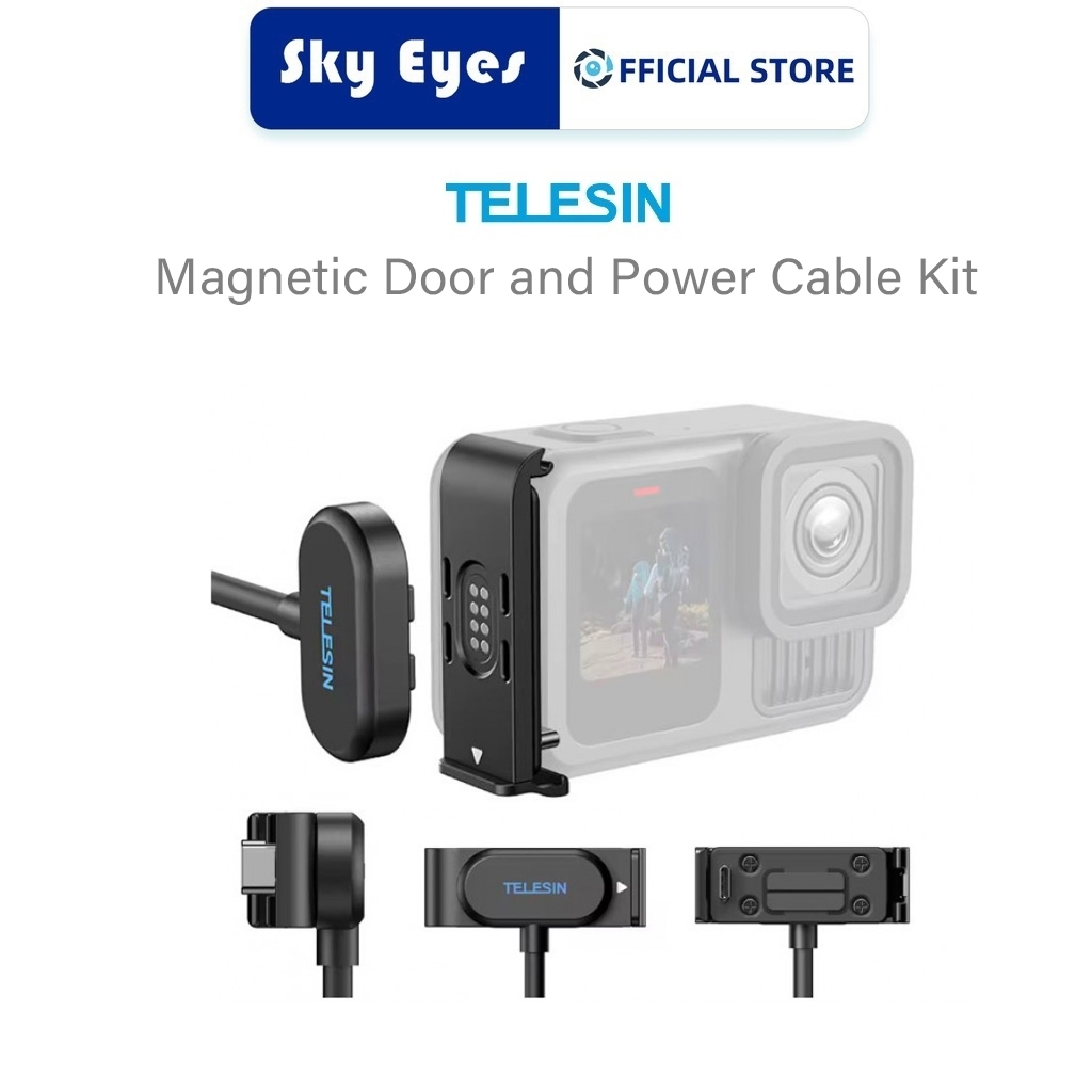 TELESIN ฝาครอบด้านข้างการชาร์จอย่างรวดเร็วแบบแม่เหล็กกันน้ําและป้องกันได้สําหรับอุปกรณ์เสริม GoPro Hero 13 12 11 GoPro
