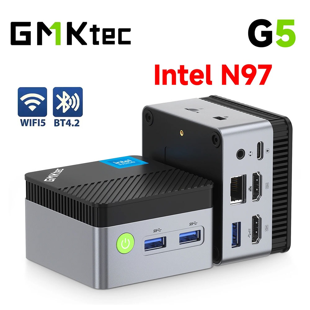 GMKtec Mini PC G5 Intel Alder Lake N97 Windows 11 Pro 12G LPDDR5 4800Mhz M.2 2242 SATA WiFi 5 BT4.2 