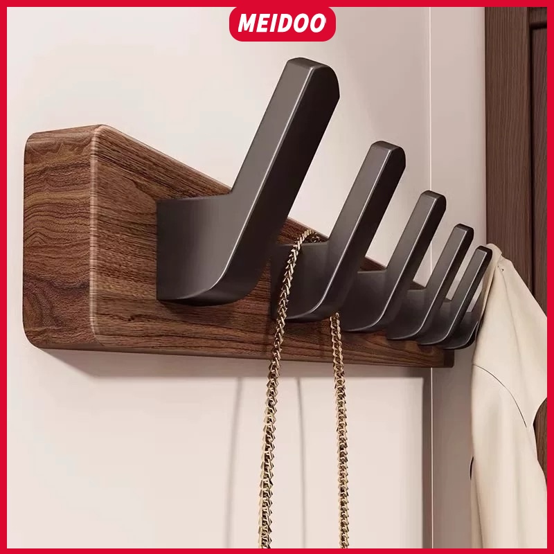 MEIDOO ตะขอไม้วอลนัท ติดผนัง สําหรับแขวนเสื้อผ้า กระเป๋า และสิ่งของอื่นๆ