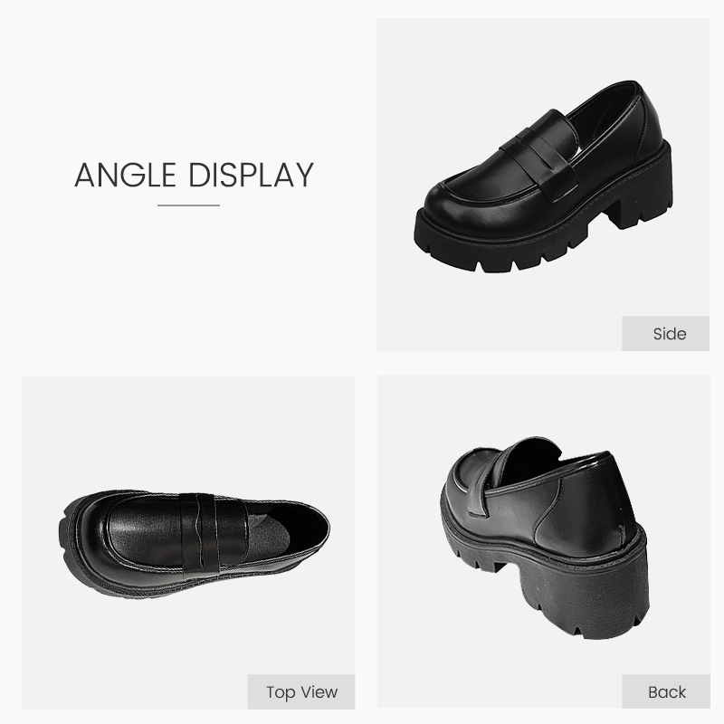 HOTANK  (พร้อมส่งจากไทย) พื้นนุ่ม รองเท้าหนัง รองเท้าคัทชูหนังโลฟเฟอร์ สูงประมาณ 4.5 ซม. สไตล์อังกฤษย้อนยุค เรียบง่าย แฟชั่นสําหรับผู้หญิง - รูปที่ 2