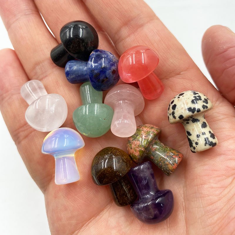 หินธรรมชาติเห็ด แบบควอตซ์อเมทิส ขนาดประมาณ 2 เซนติเมตร สำหรับการทำจี้ DIY ตกแต่งบ้านหรือเป็นของขวัญ