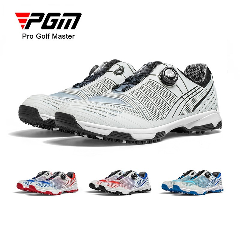 PGM GOLF รองเท้ากอล์ฟผู้ชายแบบเชือกบิด ดีไซน์ไล่โทนสี กันน้ำ-กันลื่น พร้อม XZ070