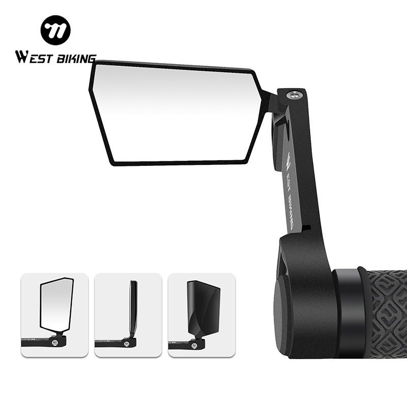 WEST BIKING กระจกมองหลังจักรยานเสือภูเขา 1 คู่ ซ้าย/ขวา พร้อมไฟสะท้อนแสง HD กระจกแฮนด์พับได้ พร้อมกระจกมองหลัง