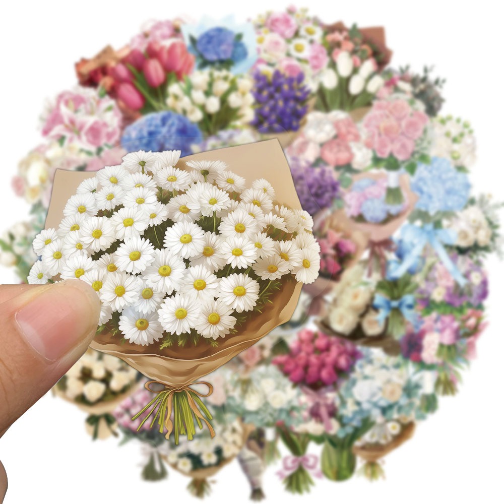 [สติ๊กเกอร์ขนาดใหญ่]50ชิ้นดอกไม้ใสสัตว์เลี้ยงสติกเกอร์กันน้ําสําหรับพืชธรรมชาติตกแต่งกรณีโทรศัพท์มือถือโน๊ตบุ๊คกีต้าร์สเก็ตบอร์ดความงาม ทําเอง สติกเก