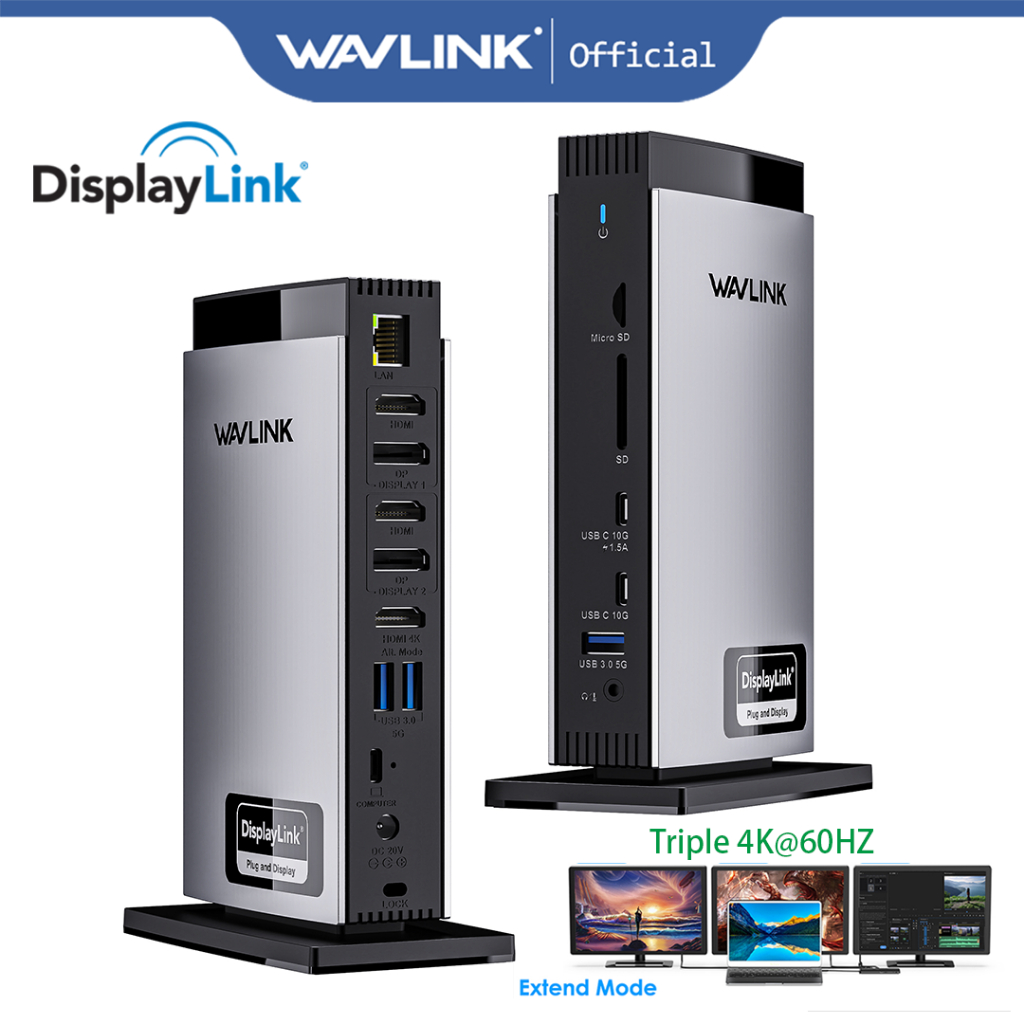 Wavlink Universal DisplayLink Docking Station Triple 4K USB C USB 3.0 แล็ปท็อป Dock สําหรับ M1 M2 M3