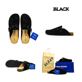 BOKEN Cork Clogs รองเท้าแตะกันลื่น Mules รองเท้าแตะกลางแจ้งในร่มนุ่มสําหรับผู้ชายและผู้หญิง