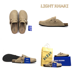 BOKEN Cork Clogs รองเท้าแตะกันลื่น Mules รองเท้าแตะกลางแจ้งในร่มนุ่มสําหรับผู้ชายและผู้หญิง