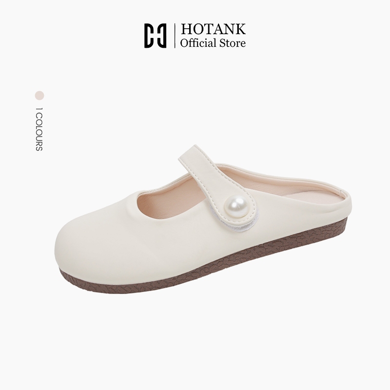 HOTANK (พร้อมส่งจากไทย) รองเท้าแมรี่เจนแบบเปิดส้น หนังนิ่ม พื้นนุ่ม สําหรับผู้หญิง
