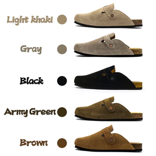 BOKEN Cork Clogs รองเท้าแตะกันลื่น Mules รองเท้าแตะกลางแจ้งในร่มนุ่มสําหรับผู้ชายและผู้หญิง