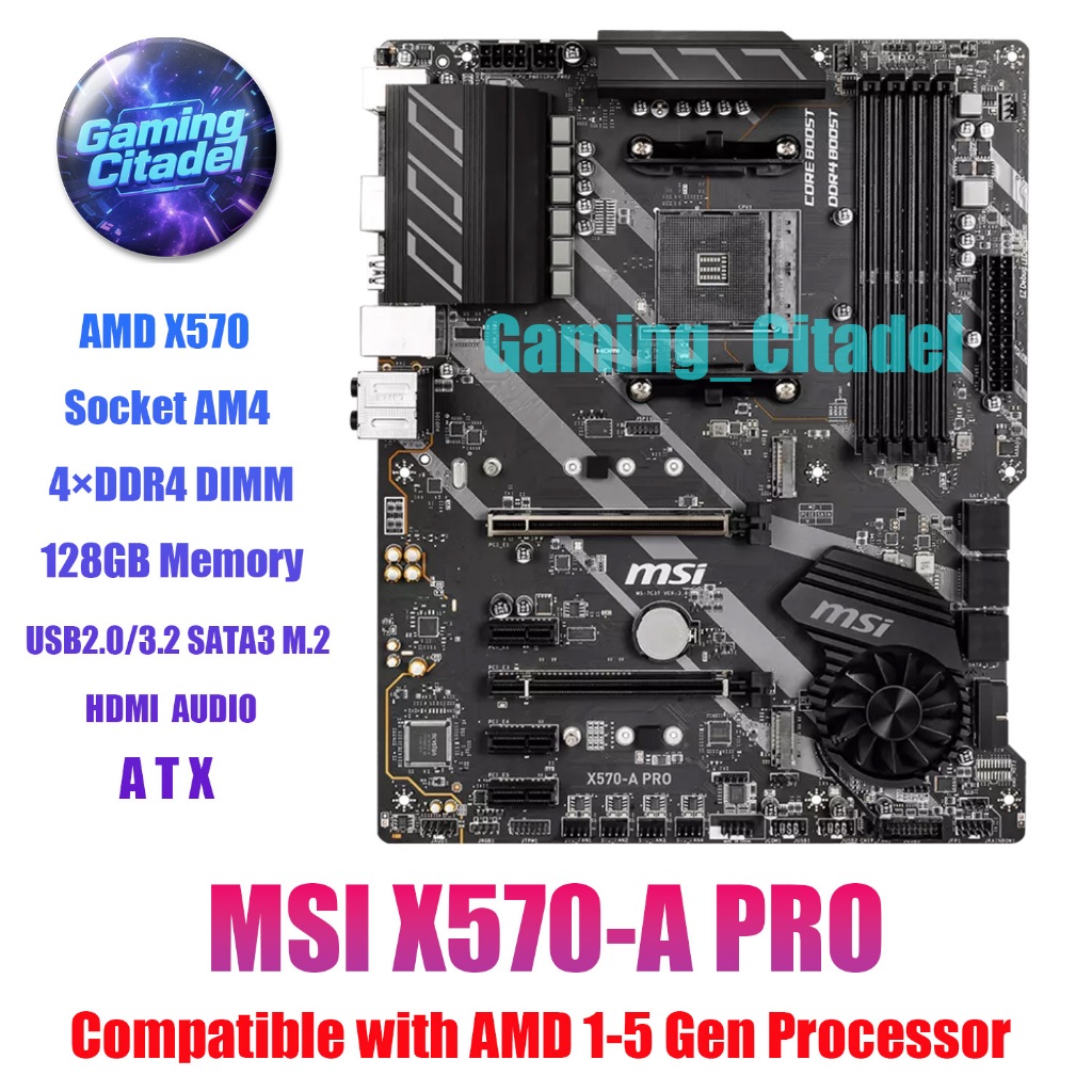ใช้เมนบอร์ด MSI X570-A PRO DDR4 ATX AMD AM4 ซ็อกเก็ตเข้ากันได้กับโปรเซสเซอร์ AMD 1-5 ทดสอบ Bios อัปเ