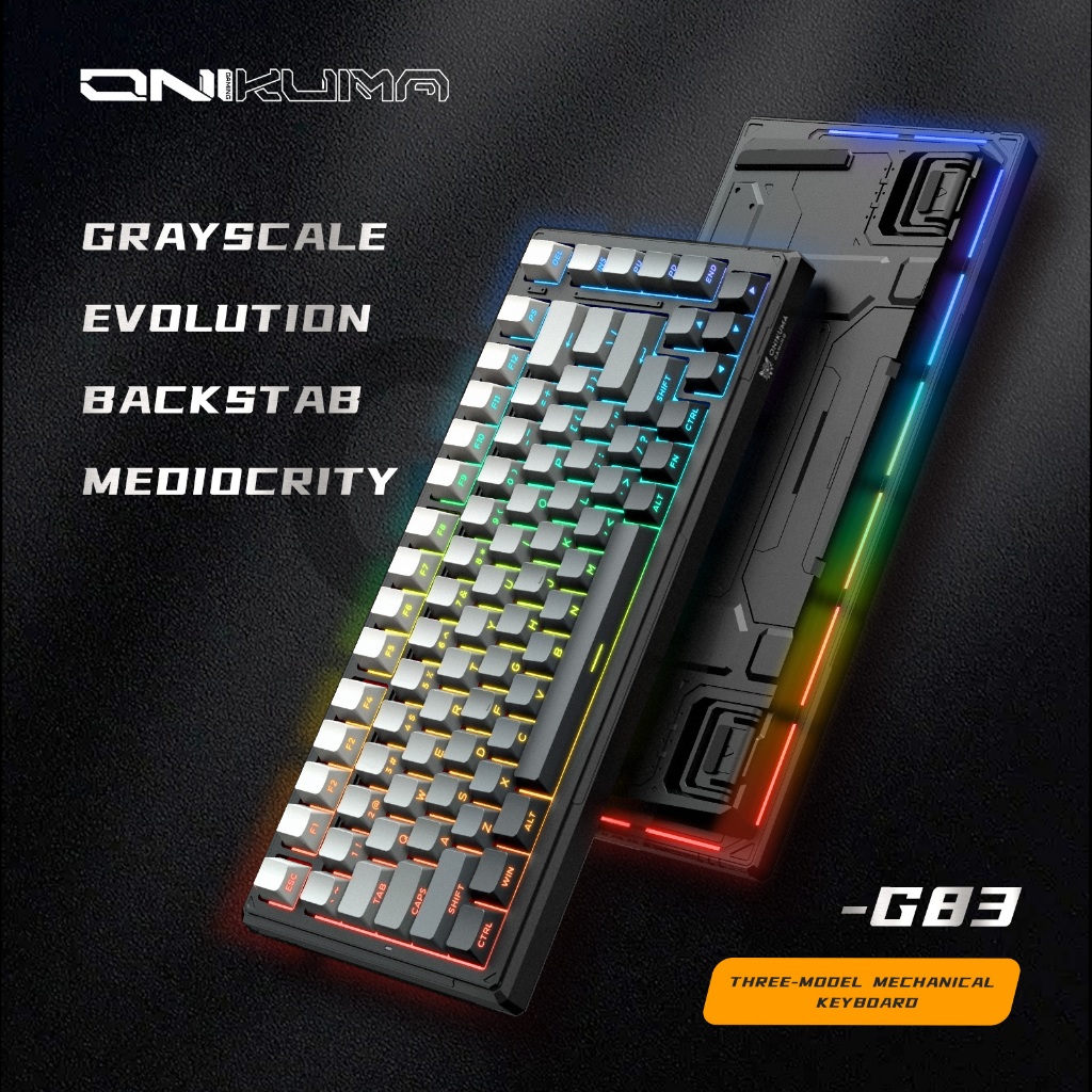 ONIKUMA G83 คีย์บอร์ด Melhanil รุ่นสามรุ่น 83 คีย์ RGB 2.4G/บลูทูธ/แบบมีสาย Hot-swappable Esports Ga