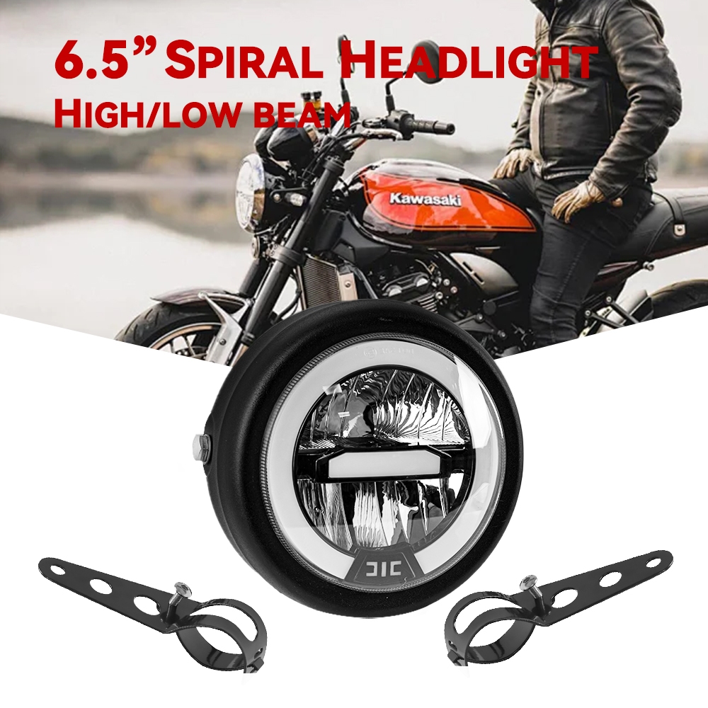 Universal 6.5 นิ้วรถจักรยานยนต์ Led ไฟหน้าสําหรับ Harley Sportster Cafe Racer 6.5 "รอบหัวโคมไฟสําหรับ Honda Yamaha Suzuki Custom