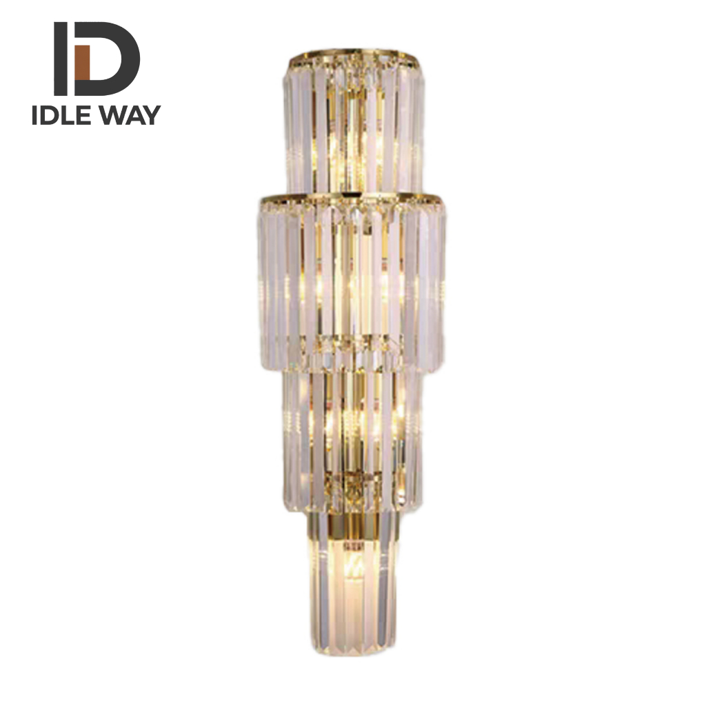 IDLEWAY [WD5316] โคมไฟติดผนังคริสตัล   ดีไซน์หรูหราด้วยคริสตัล K9 แท้   ปรับแสง 3 สี (หรี่แสงได้)   เหมาะสำหรับ ร้านอาหาร ทางเดิน ห้องนอน โรงแรม