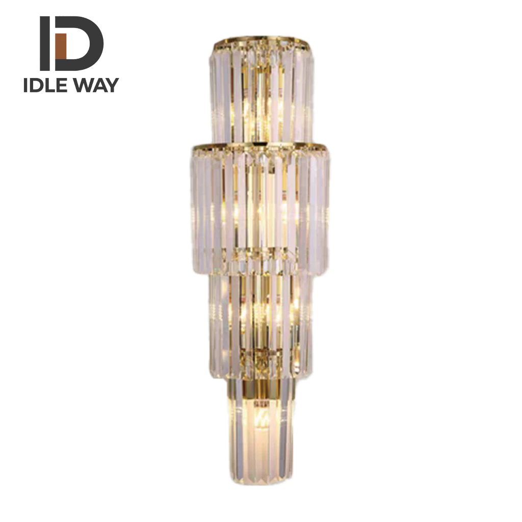 IDLEWAY [WD5316] โคมไฟติดผนังคริสตัล ดีไซน์หรูหราด้วยคริสตัล K9 แท้ ปรับแสง 3 สี (หรี่แสงได้) เหมาะสำหรับ ร้านอาหาร ทางเดิน ห้องนอน โรงแรม