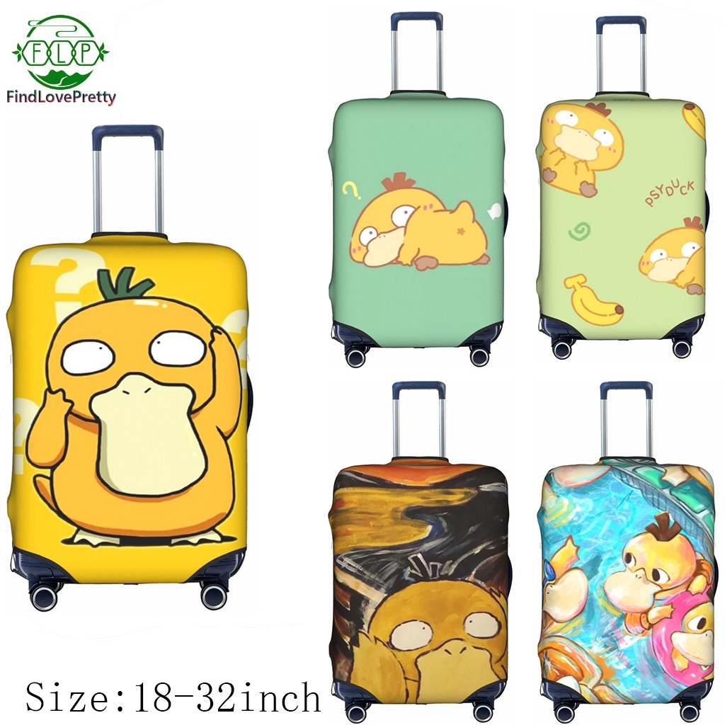 Pokémon Psyduck ผ้าคลุมกระเป๋าเดินทางล้างทําความสะอาดได้ตัวป้องกันกระเป๋าเดินทางป้องกันรอยขีดข่วนเหม