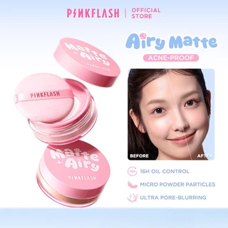 PINKFLASH AiryMatte AcneProof Loose Powder 16H Oil Control Micro Powder Particles Ultra Pore-Blurring Flashback Proof กันน้ํา Sweatproof