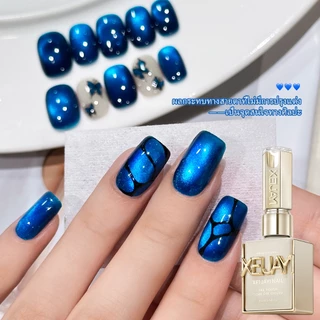 XEIJAYI 15ml สีน้ำเงินเงาสุดใหม่เจลทาเล็บลาย Cat Eye เหมาะสำหรับร้านทำเล็บและงาน DIY ที่บ้าน