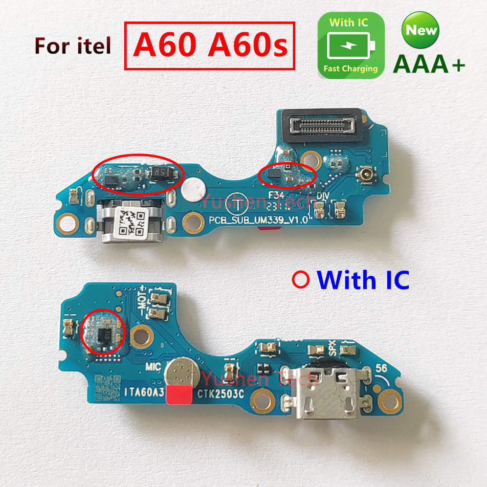 สําหรับ itel A60 A60S A662 A662L บอร์ดชาร์จ USB พอร์ตชาร์จแผงยืดหยุ่นซ็อกเก็ต USB พร้อมไมโครโฟน IC ช
