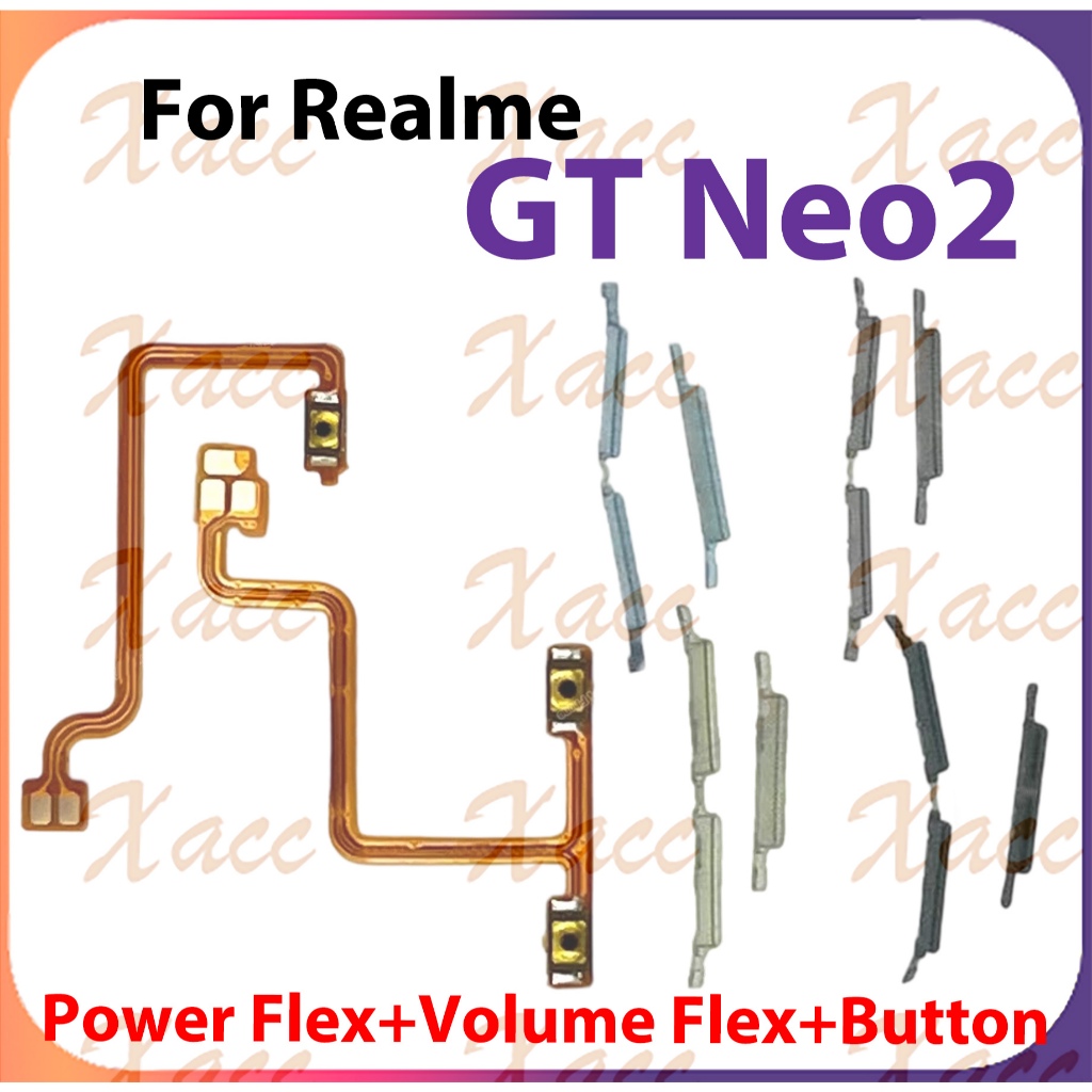 สําหรับ Realme GT Neo2 RMX3370 ปุ่มปรับระดับเสียงไฟริบบิ้น Flex Cable พร้อมอะไหล่ซ่อมเอาต์พุตกุญแจด้านข้าง