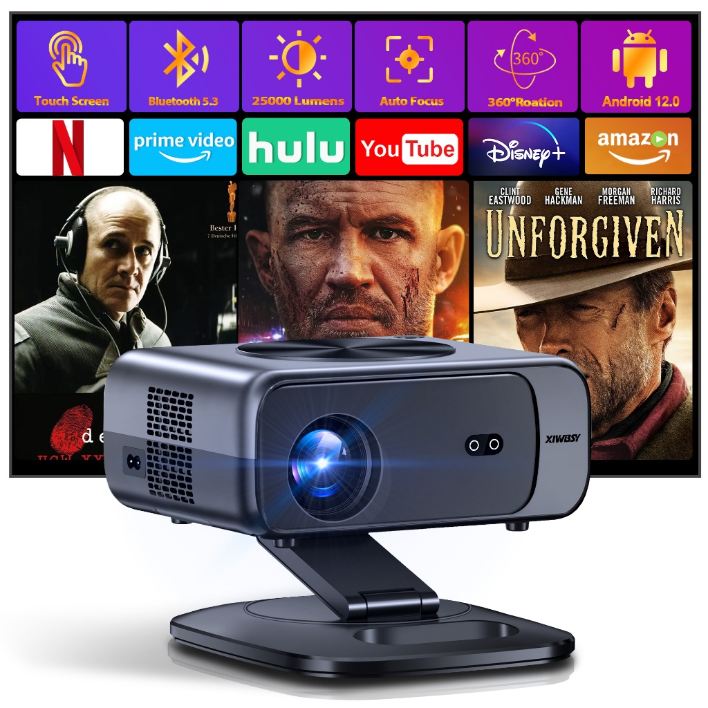 XIWBSY 2025 M05 Android 12.0 โปรเจคเตอร์ 4k 64G AutoFocus โปรเจคเตอร์ WiFi6 BT5.3 LED โปรเจคเตอร์ 8K Decode โฮมเธียเตอร์ Beamer โปรเจคเตอร์