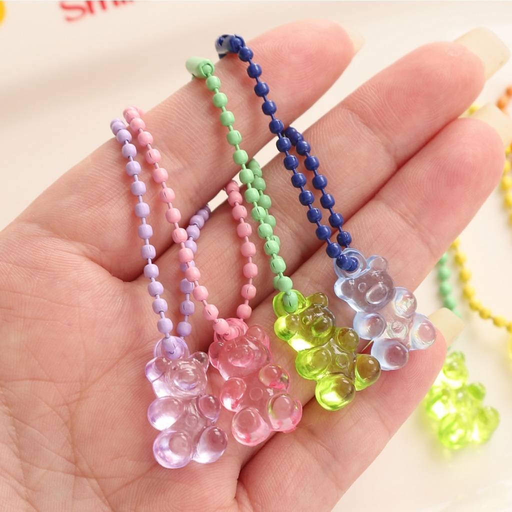 5ชิ้นหมีลูกปัดโซ่จี้กระเป๋าเป้สะพายหลังพวงกุญแจรถจี้ ทําเอง ทําด้วยมือ