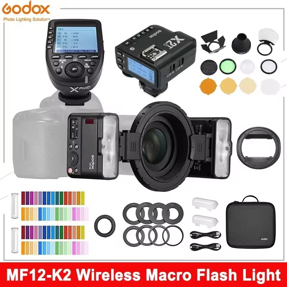 Godox MF12 MF12-K2 แฟลช TTL Macro Speedlite แฟลช 2.4 GHz Wireless Control Speedlight สําหรับ Sony Ca