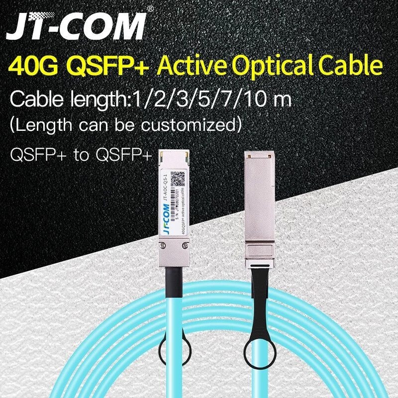 JT-COM 40G QSFP+ to QSFP+ AOC Fiber Cable 1m 2m 3m 5m 7m 10m MPO SFP Module OM3 OM4 Active Optical C