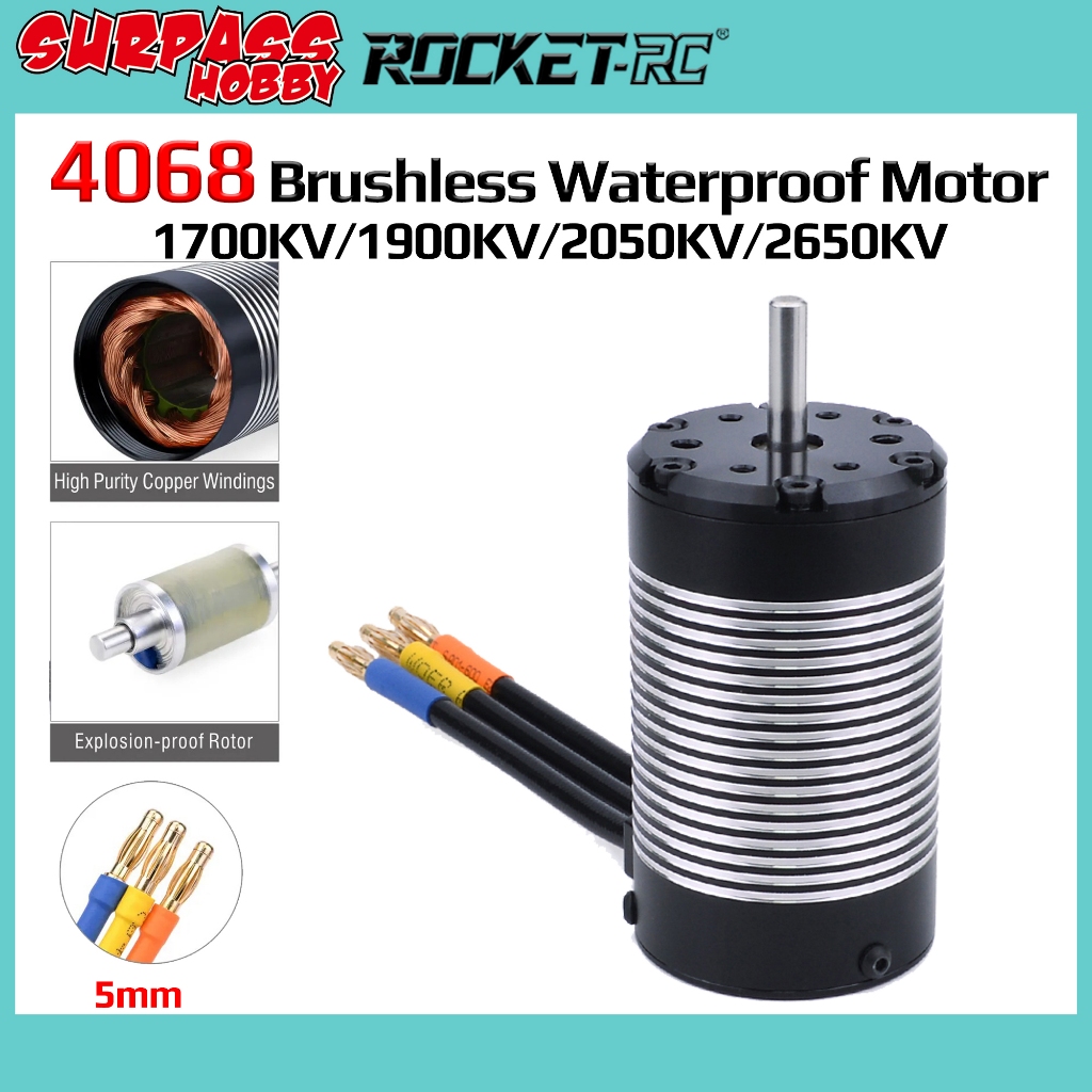 Rocket 4068 กันน้ํา Brushless 1700KV 1900KV 2050KV 2650KV มอเตอร์ 5 มม.สําหรับ 1/10 1/12 RC รถ WLtoy