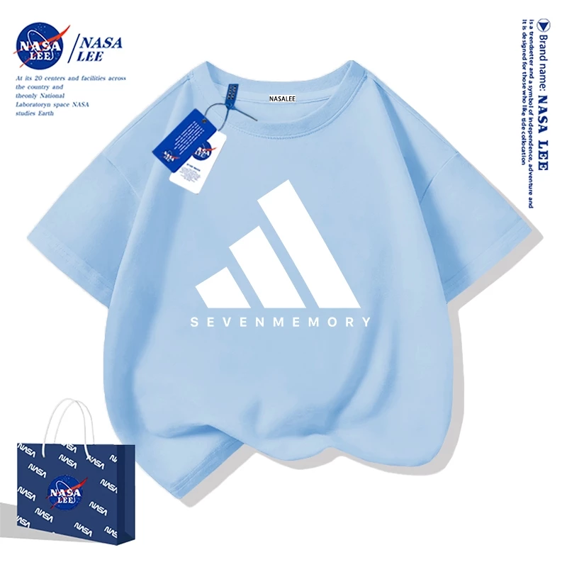 【จัดส่งวันนี้】เสื้อยืด NASA ผ้าฝ้าย ทรงหลวม สุดเท่ แบรนด์เนม ระบายอากาศดี สไตล์ไทย