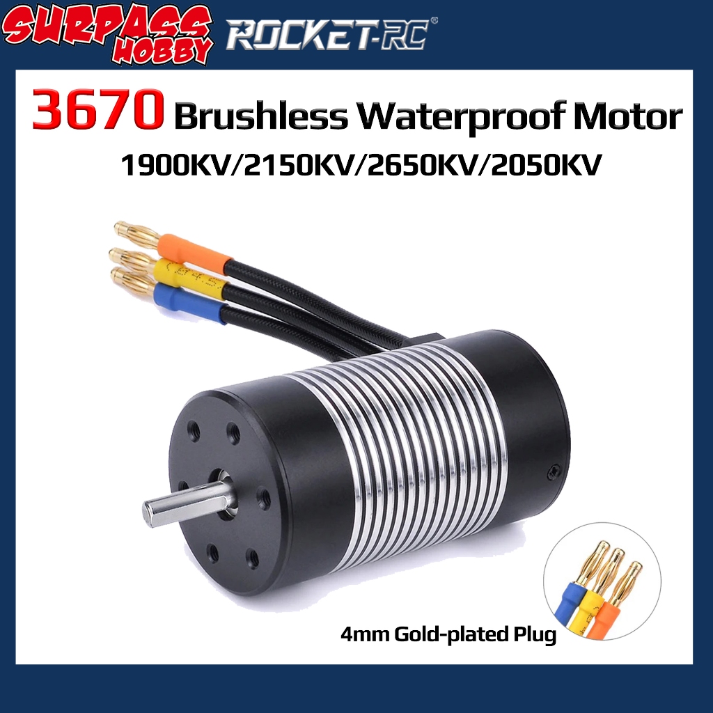 Rocket 3670 1900KV 2150KV 2650KV 3050KV กันน้ํามอเตอร์ไร้แปรง 5 มม.สําหรับ 1/10 1/12 RC รถ WLtoy 124