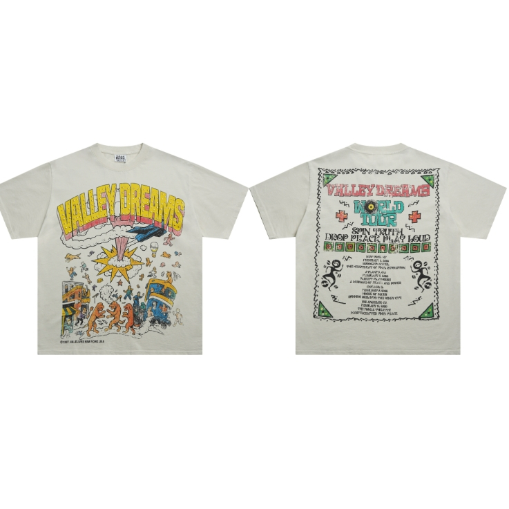 เสื้อยืด Dream Chaos คุณภาพสูง สไตล์แขนสั้นและdistressed