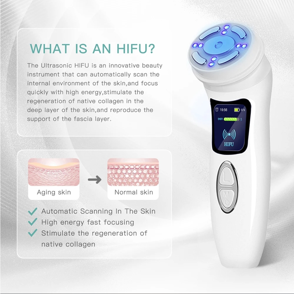 MINI HiFu 4.0 ชาร์จอัลตราซาวนด์ความร้อน LED EMS Microcurrent Pulse Facail Lifting Skin Care นวดหน้าอุปกรณ์ความงาม - รูปที่ 2