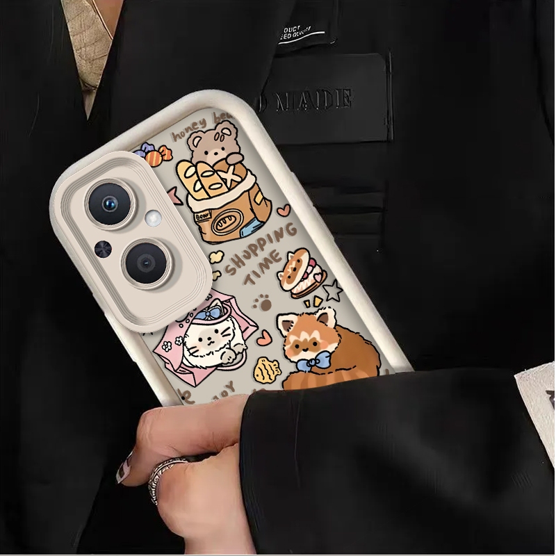 สุนัขชีวิตใน Happy Times shell delivery bracket เคสโทรศัพท์สําหรับ OPPO A36 4G A76 4G REALME 9i K10 