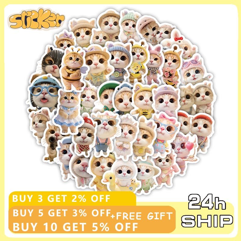 70ชิ้นแมวตลก มีฉัน สติกเกอร์ ทําเอง โทรศัพท์กระเป๋าเดินทางรถจักรยานยนต์แล็ปท็อปกระเป๋าเดินทางสติกเกอร์