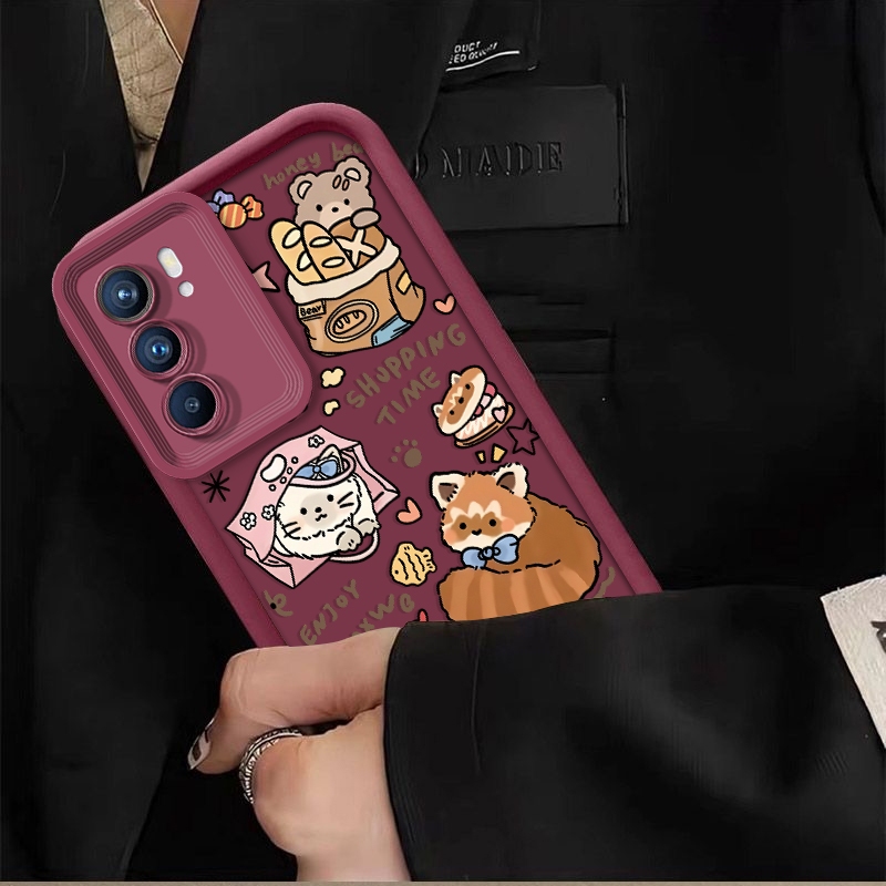 สุนัขชีวิตใน Happy Times shell delivery bracket เคสโทรศัพท์สําหรับ OPPO RENO 2 RENO6 RENO 7 RENO 7 5