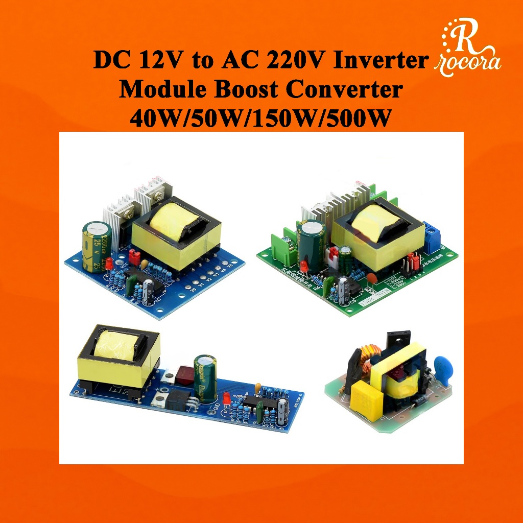 โมดูลแปลงไฟ DC 12V เป็น AC 220V อินเวอร์เตอร์ 40W/50W/150W/500W สำหรับแบตเตอรี่และงาน DIY