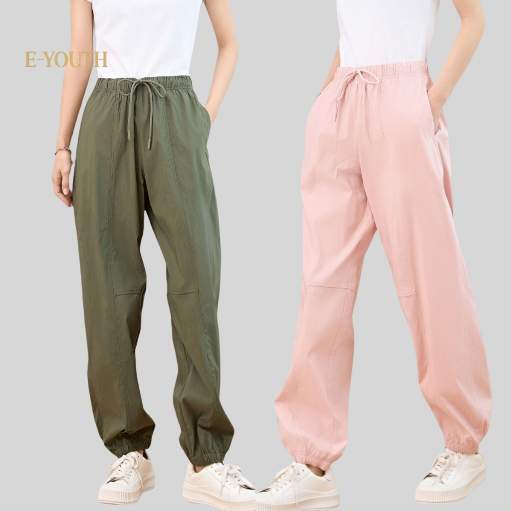 Eyouth 10168 ผู้หญิงกางเกงคาร์โก้เอวสูง Joggers Cargo