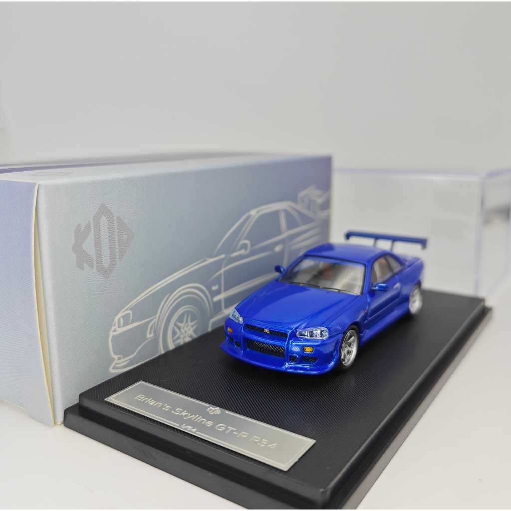 KOD/GFCC 1:64 Skyline GT-R R34 FNF C-West Gulf Blue Die-Cast รถโมเดล