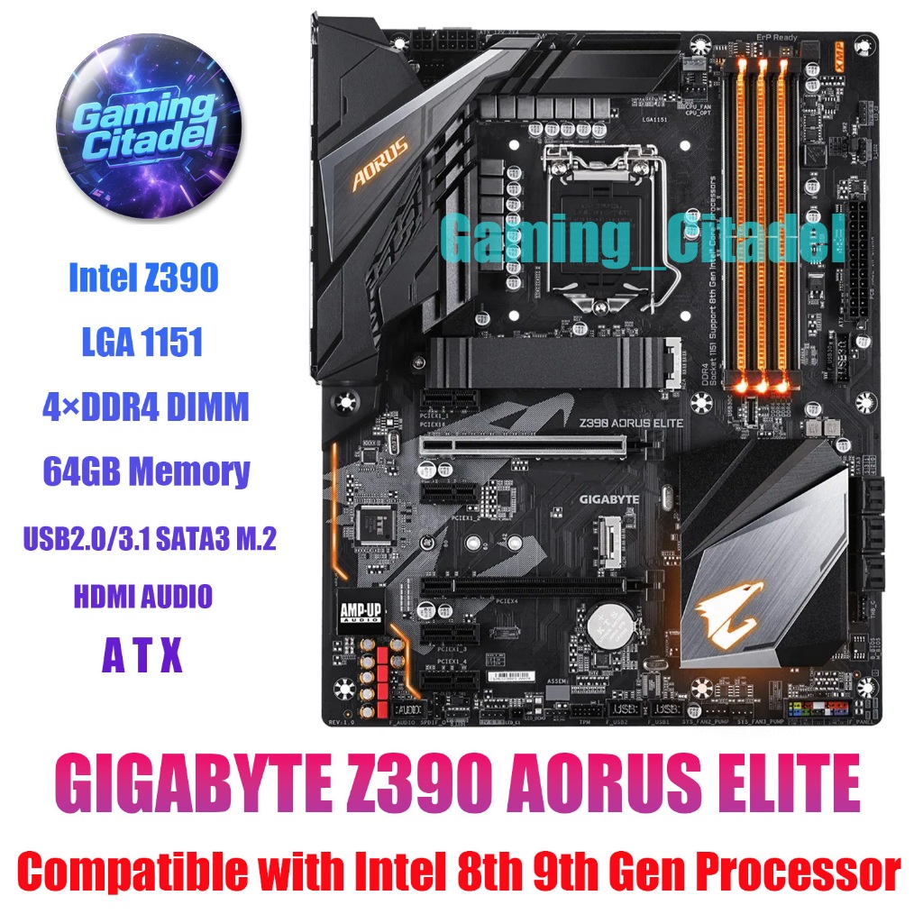 ใช้ GIGABYTE Z390 AORUS ELITE DDR4 ATX LGA 1151 เข้ากันได้กับโปรเซสเซอร์ Intel 8th 9th Gen ผ่านการทด