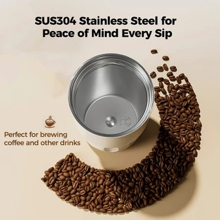 Cafellfe 260ML 304 แก้วกาแฟสแตนเลสพร้อมเชือกแบบพกพารถขวดความร้อน Travel Tumbler Mini ถ้วยกาแฟ