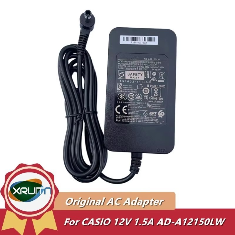 ของแท้ AD-A12150LW AC Adapter Charger สําหรับ Casio AP-220 AP-260 PX-150 PX-160 PX-358 PX-360 เปียโนคีย์บอร์ดแหล่งจ่ายไฟ AD-A12150