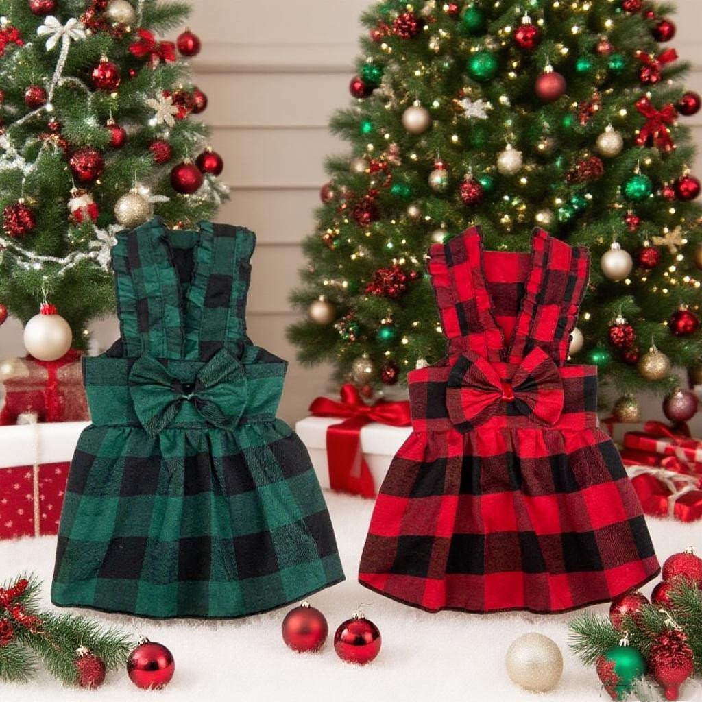 คริสต์มาสฤดูหนาวสัตว์เลี้ยงแต่งตัวเสื้อผ้าสุนัขอบอุ่นน่ารักพิมพ์กระโปรงสําหรับลูกสุนัขแมวชุดผ้าฝ้ายลูกแมวสุนัขเสื้อผ้าสัตว์เลี้ยงแมวเครื