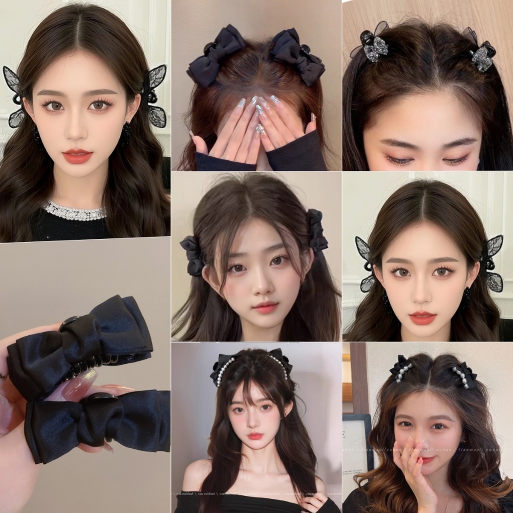 Classy Gauze Bow กิ๊บหน้าม้ามุกขนาดเล็กสำหรับทรงผมสไตล์เจ้าหญิง