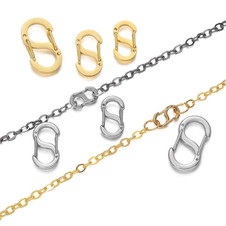 ตะขอตัว S สแตนเลส 1 ชิ้น 6.5-32mm คาราบิเนอร์สองด้าน ตะขอห้อยพวงกุญแจ ล็อคนิรภัย DIY