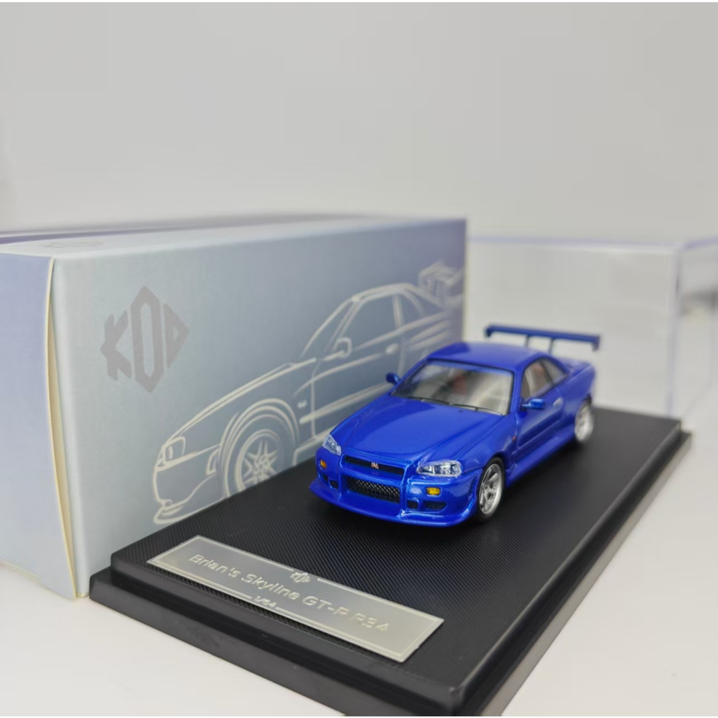 KOD/GFCC 1:64 Skyline GT-R R34 FNF C-West Gulf Blue Die-Cast รถโมเดล