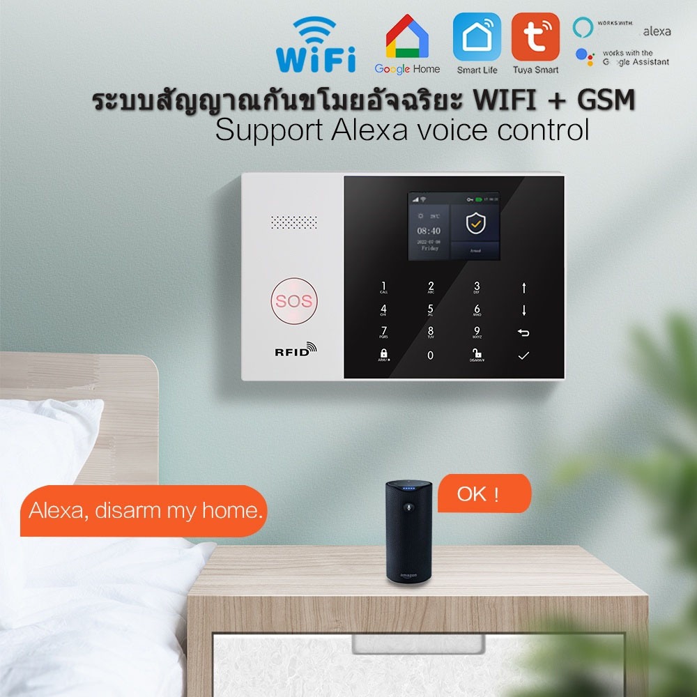 2025 รุ่น Tuya สมาร์ท Home Security ALARM ระบบ WIFI + GSM Anti-theft ALARM ชุดสนับสนุน Alexa Googleh