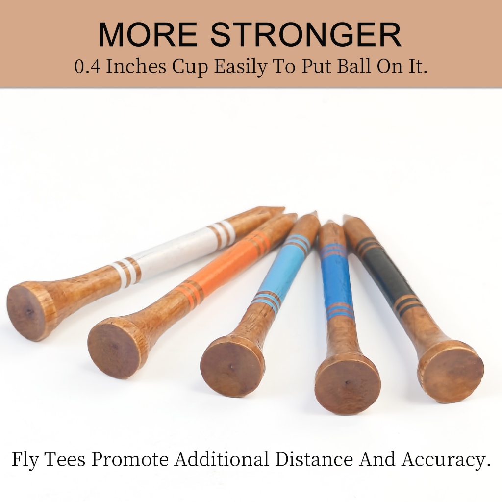 Golf tees – 70mm wooden golf tees – 50 pieces, reusable and biodegradable, can improve stability ราคา ถูกที่สุด ดีลบีเคเค แกลเลอรีภาพที่ 3