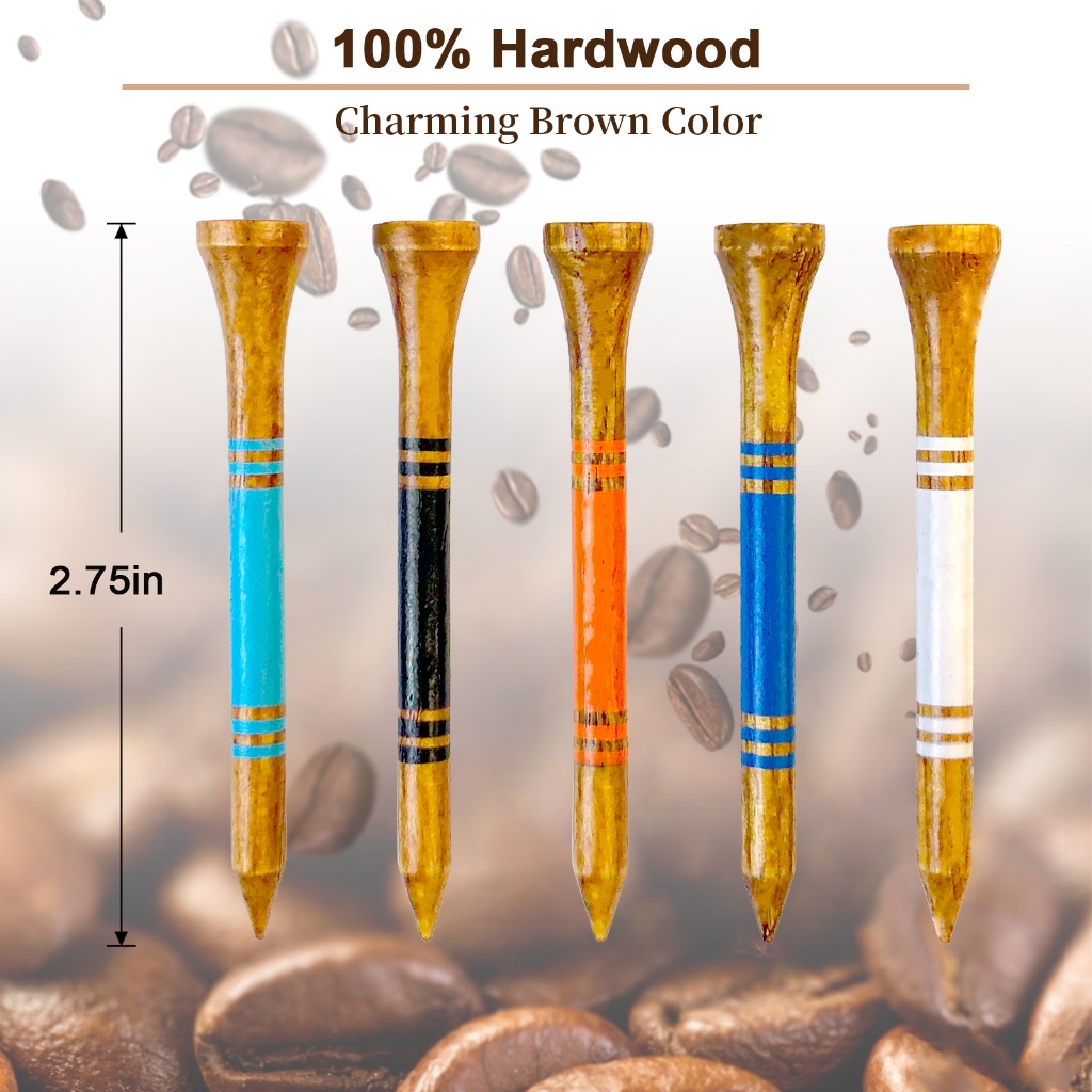 Golf tees – 70mm wooden golf tees – 50 pieces, reusable and biodegradable, can improve stability ราคา ถูกที่สุด ดีลบีเคเค แกลเลอรีภาพที่ 2