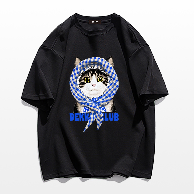 NFV แฟชั่นเกาหลี🌟เสื้อยืด ลายพิมพ์หมาพันผ้าพันคอหัว oversize ใส่สบายไม่รัดตัว ทรงหลวม ผ้าฝ้ายแท้ YG0 - รูปที่ 7